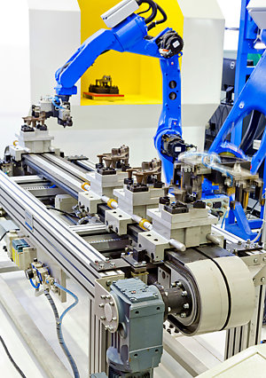 Press handling robot.