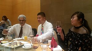 Banquest Dinner (from left to right) Naty Barak (Chair of ISO TC282), Polo He (Chairman of Ocean Power) and Dr. Xia Zhu (Oceanpower Environmental Research Center)