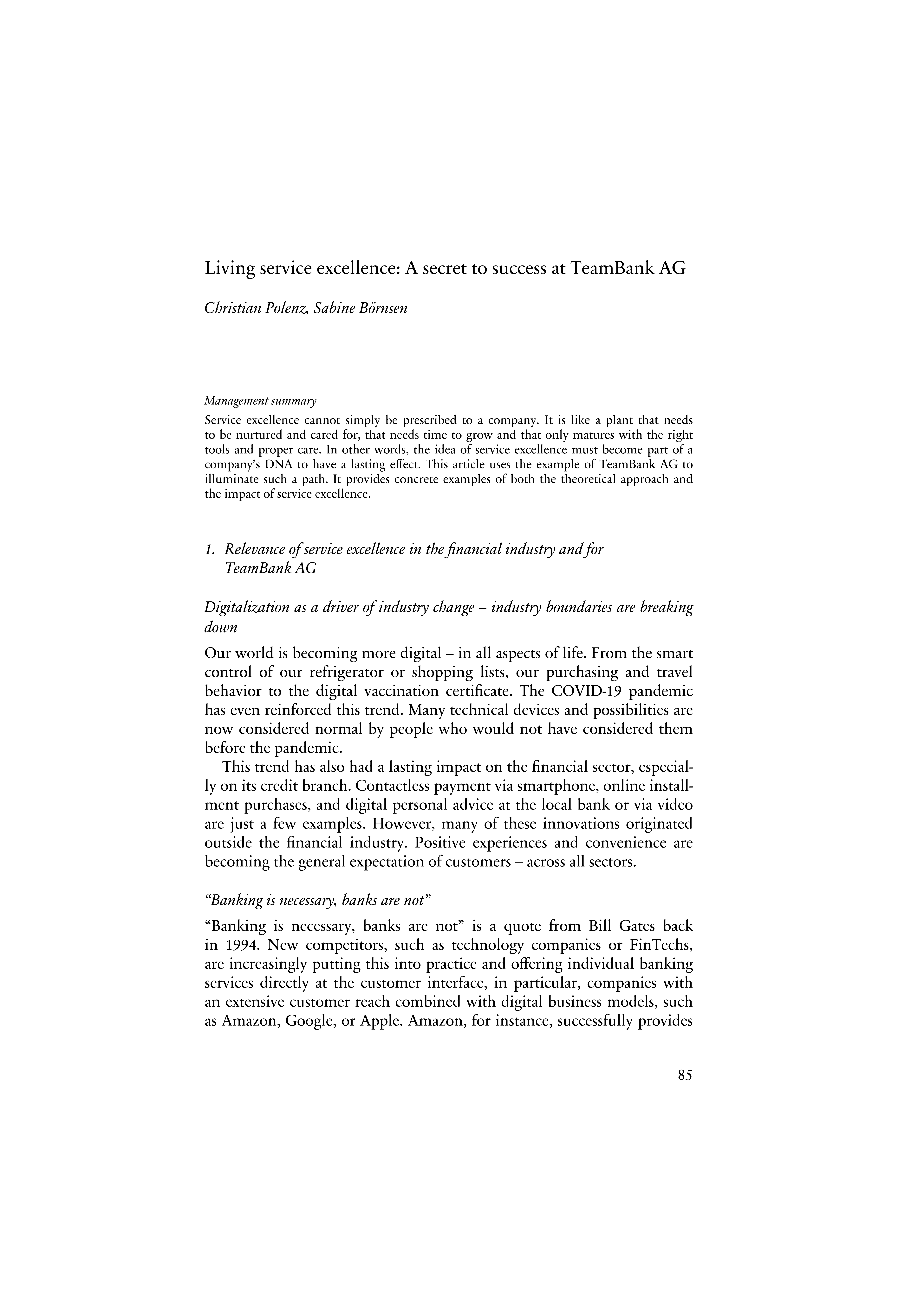 Selected Service Excellence Case Studies——Case_Study_TeamBank