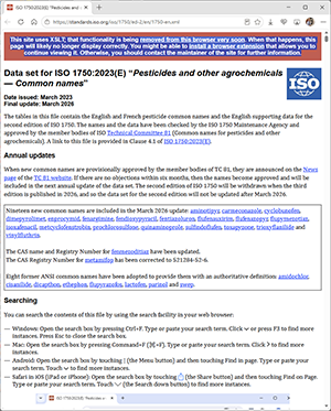 Warning message on ISO 1750:2023